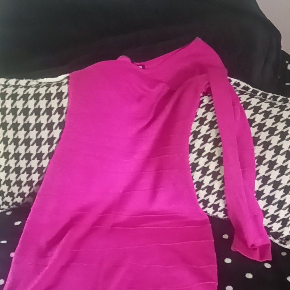 Forever 21 Pink Ruched Asymmetrical Bodycon Dress